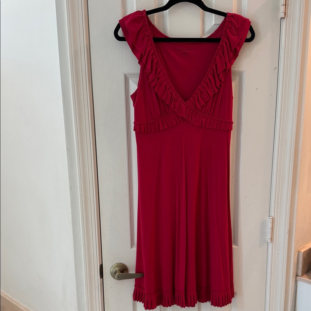 Elegant Red/Dark Coral Ruffle Dress